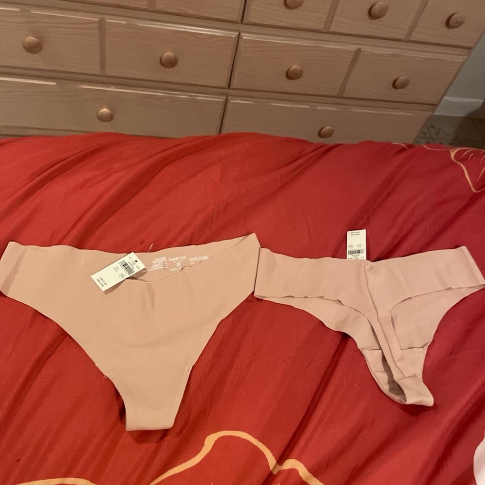 Aerie Blush Pink Thong Underwear Panties Set